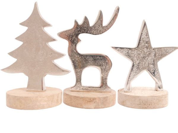 Dekoobjekt X-MAS in mehrfarbig aus Materialmix