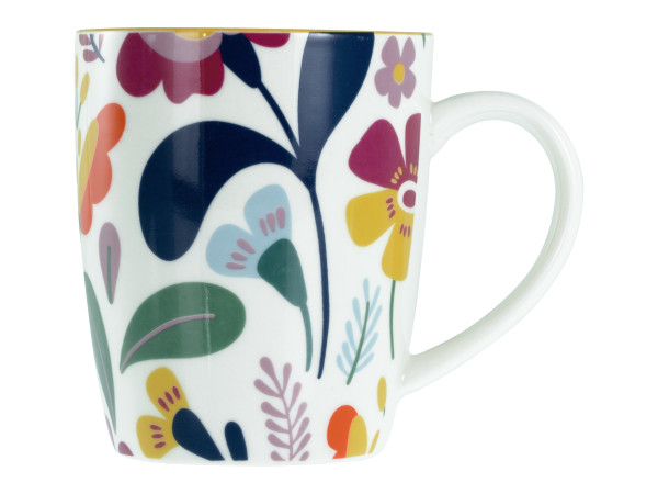 Henkelbecher FOLKLORE in bunt aus Steinzeug