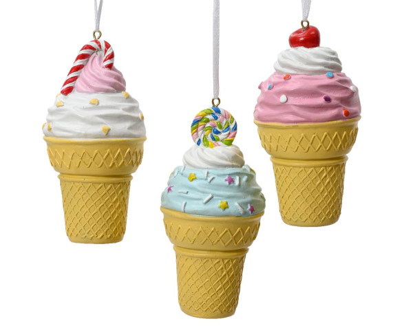 Christbaumschmuck Hänger ICE CREAM in mehrfarbig aus Polyresin