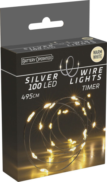 Lichterkette DRAHT 100 LED in silberfarben aus Kunststoff