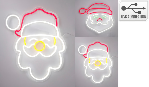 Dekofigur NEON SANTA in mehrfarbig aus Kunststoff