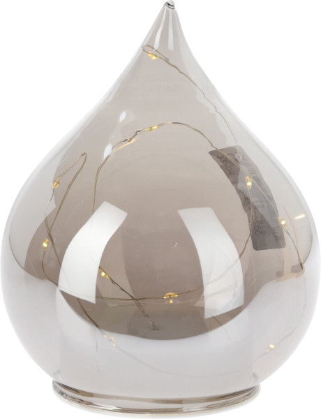 Tischdeko TROPFEN LED in grau aus Glas