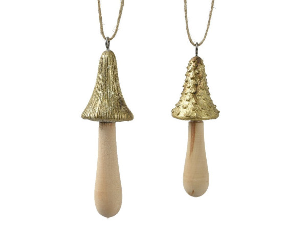 Christbaumschmuck Hänger Pilz in mehrfarbig aus Holz