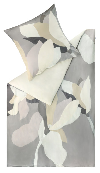 Bettwäsche BLOSSOMS in grau aus Baumwolle