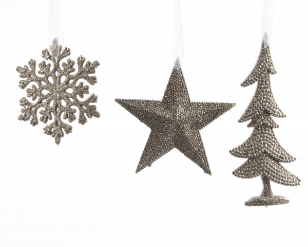 Christbaumschmuck Hänger GLITTER champagner in champagner aus Kunststoff