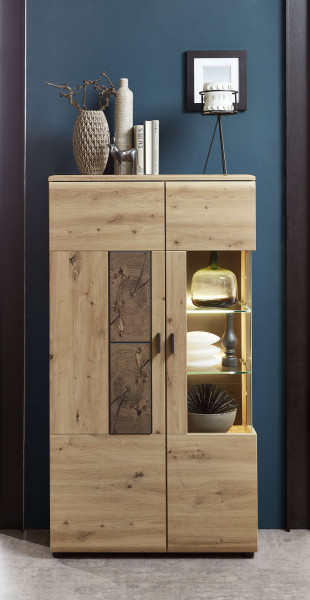 Vitrine vito LAVADO in Artisaneiche aus Dekor