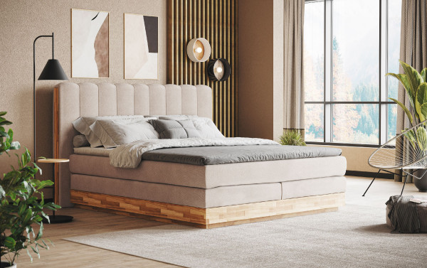 Boxspringbett VALMONDO INCANA in sahara aus Stoff
