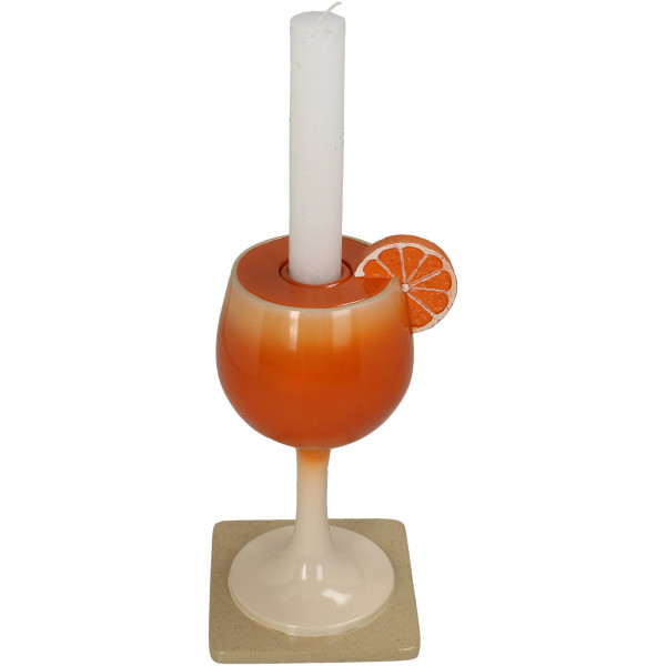 Kerzenhalter SPRITZER in orange aus Polyresin