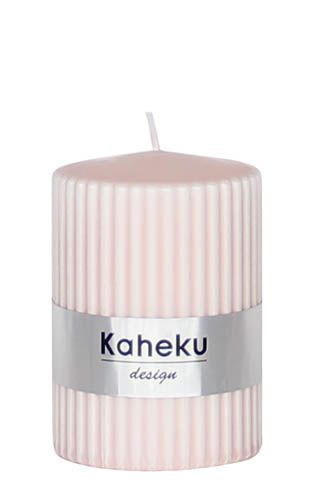 Rillenkerze POWDER in rosa aus Wachs