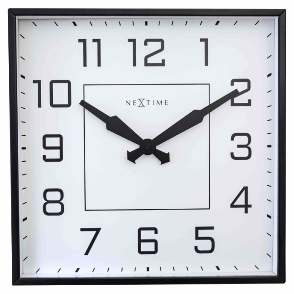 Wanduhr NEXTIME BE SQUARE in schwarz aus Kunststoff