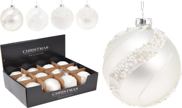 Weihnachtskugel in weiß aus Glas