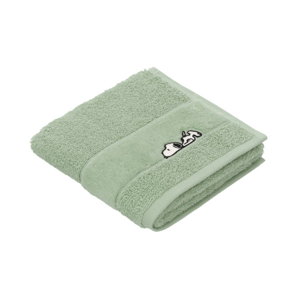 Gästetuch-Set SLEEPY SNOOPY in grün aus Baumwolle