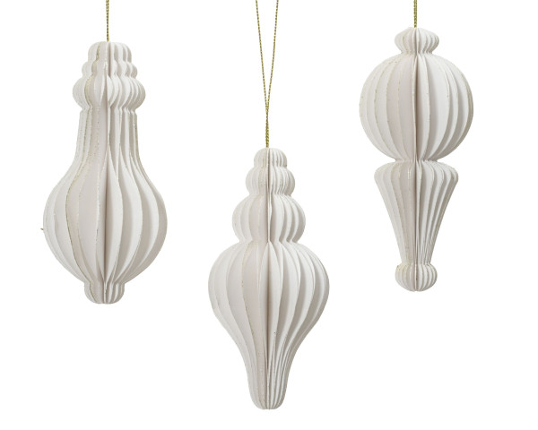 Christbaumschmuck Hänger ORNAMENT in weiß aus Papier