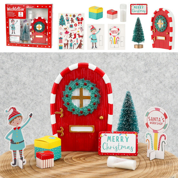 Wichteltür-Set X-MAS in mehrfarbig aus Holz