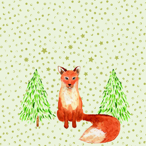 Servietten Snowflakes & Fox in beige aus Papier