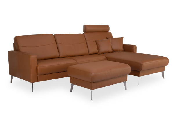 Polsterecke KALIA in cognac aus Leder