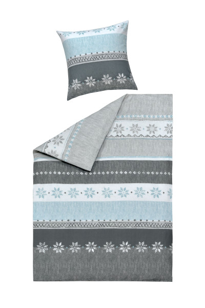 Bettwäsche NALA Flanell in blau aus Baumwolle