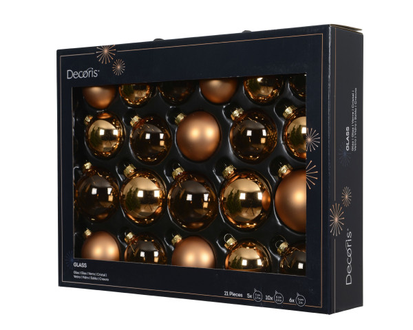 Weihnachtskugel-Box MIDI BRANDY in kupferfarben aus Glas