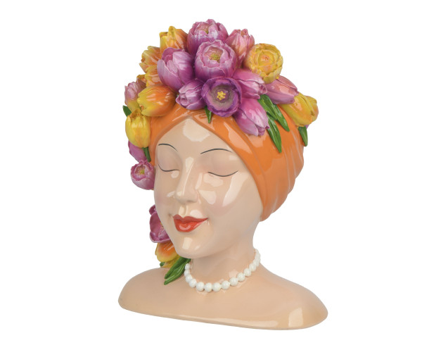 Übertopf HEAD in mehrfarbig aus Polyresin