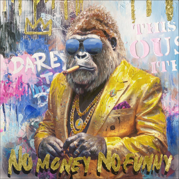 Originalbild CRAZY GORILLA I in mehrfarbig aus Holz