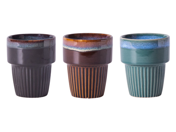 Kaffeebecher RIPPE in mehrfarbig aus Steinzeug