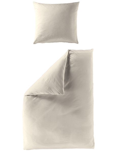 Bettwäsche Biber in beige aus Baumwolle