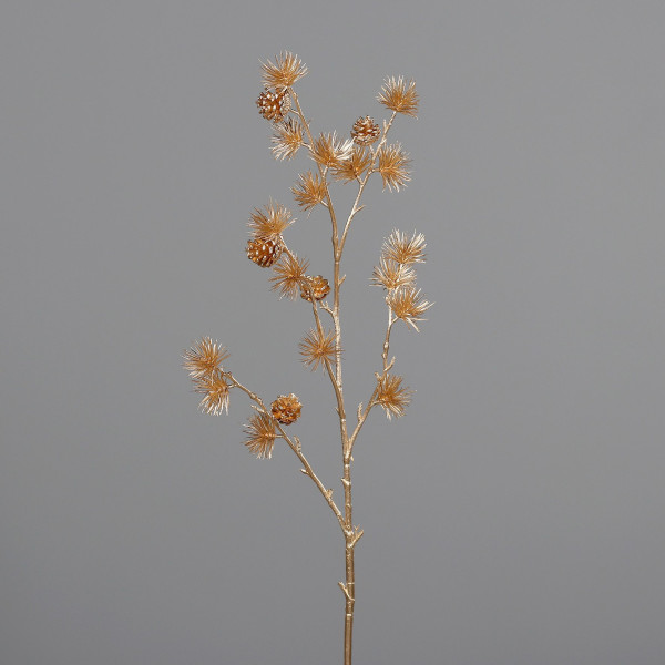 Kunstpflanze Kiefernzweig in goldfarben aus Kunststoff