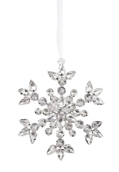 Christbaumschmuck Hänger Schneeflocke in silberfarben aus Metall