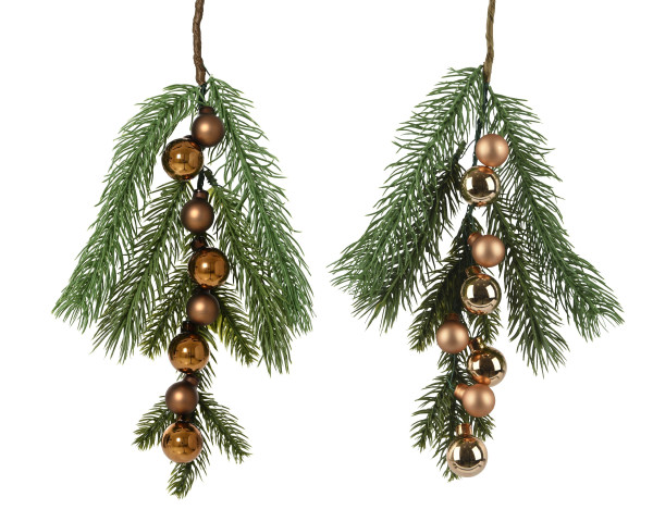 Tannenzweig mit Kugeln in mehrfarbig aus Kunststoff