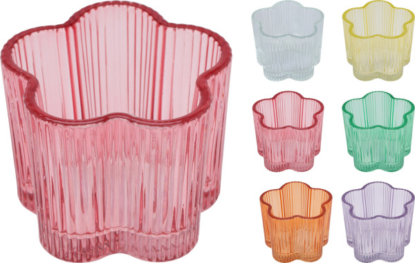 Teelichthalter FIORE in mehrfarbig aus Glas