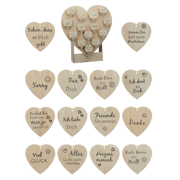 Herz SPRÜCHE MINI in braun aus MDF