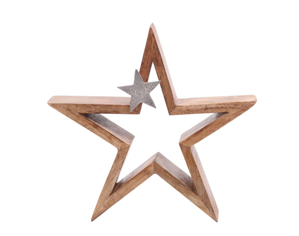 Weihnachtsstern mit AluWeihnachtsstern in natur aus Holz