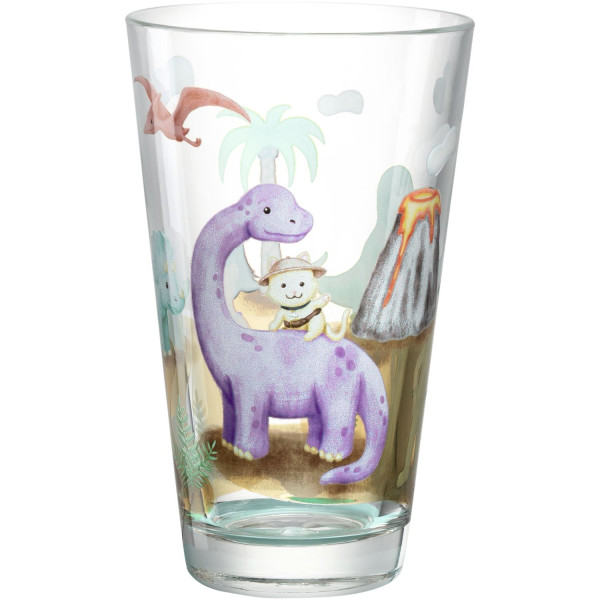 Trinkglas DINO in mehrfarbig aus Glas