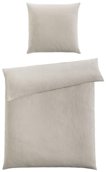 Bettwäsche MUSSELIN greige in taupe aus Baumwolle