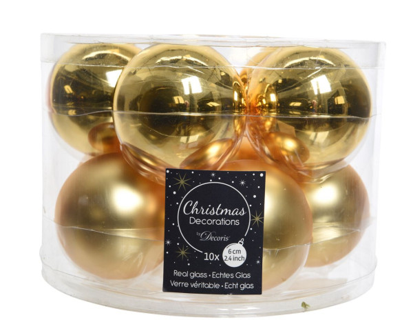 Weihnachtskugel-Box HELL GOLD in goldfarben aus Glas