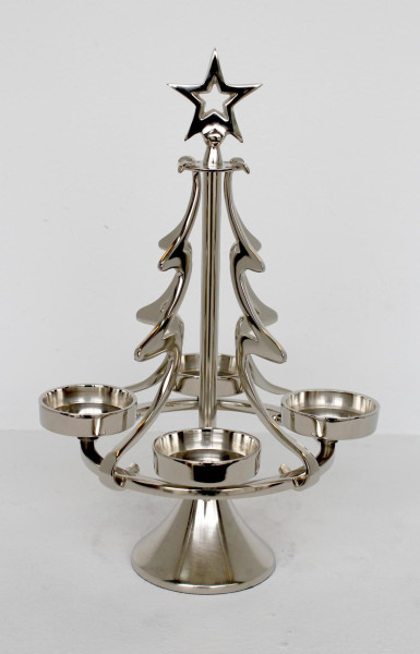 Kerzenhalter TANNE in silberfarben aus Aluminium