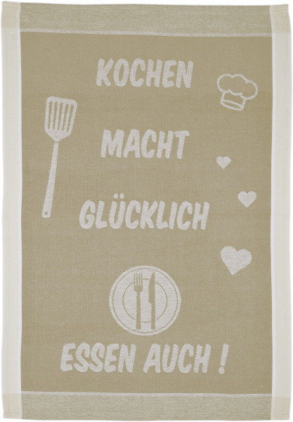 Geschirrtuch KOCHEN in taupe aus Baumwolle