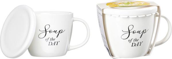 Suppentasse SOPPA in weiß/schwarz aus Porzellan