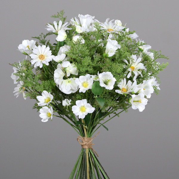 Kunstblume Mix-Strauß in weiß aus Kunststoff