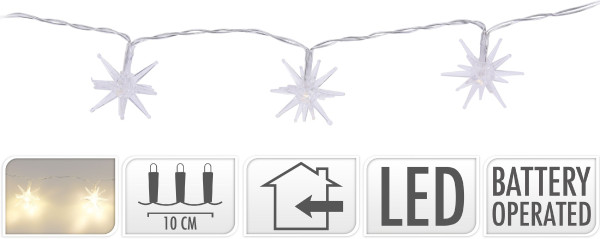 Lichterkette Stern LED in weiß aus Kunststoff
