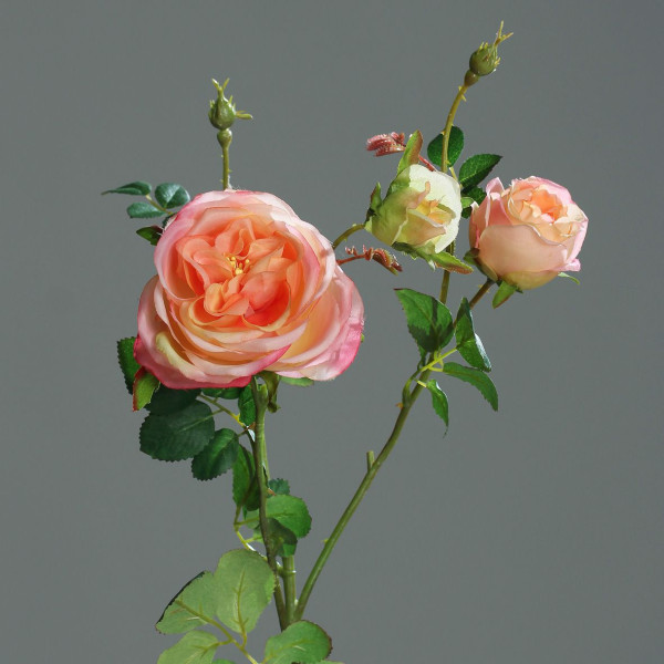 Kunstblume Rose in orange aus Kunststoff