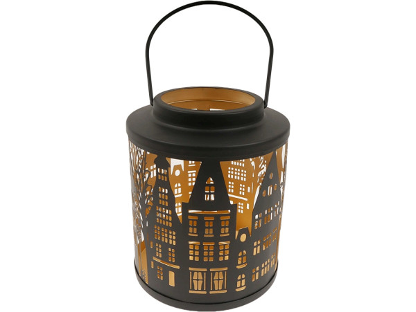 Windlicht HOUSE in schwarz aus Eisen