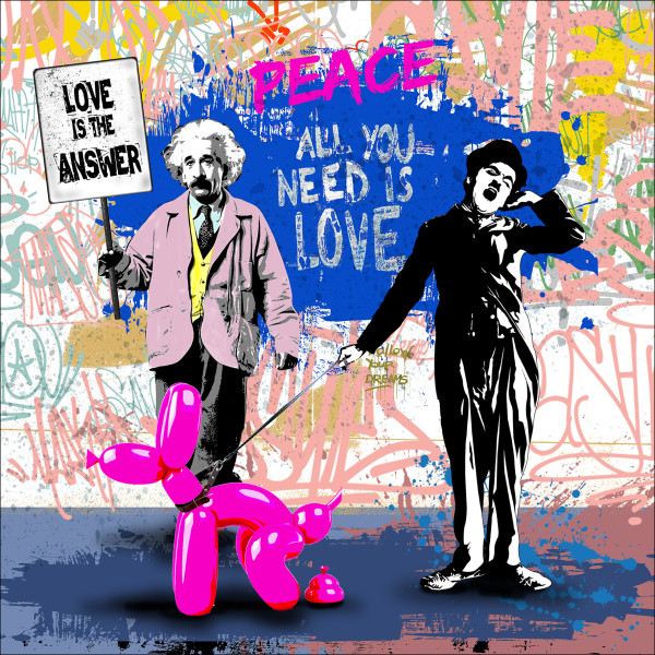 Glasbild LOVE IS THE ANSWER in mehrfarbig aus Glas