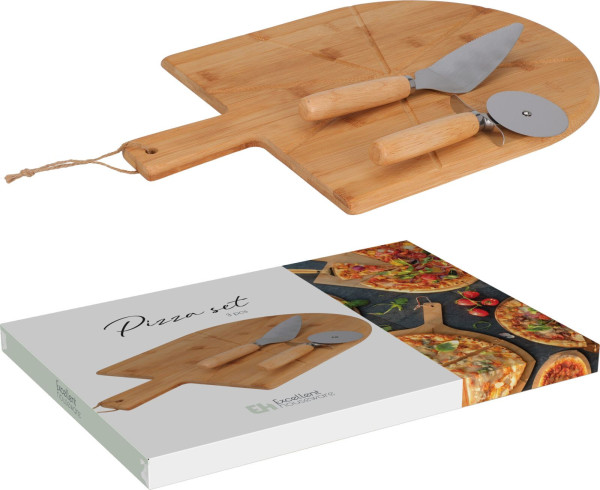 Pizza-Schneidebrett-Set DAILY in Bambus aus Bambus