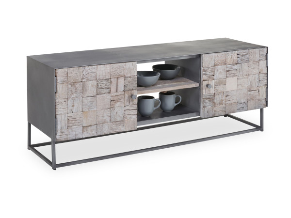 Lowboard PUNE in grau aus recycled Altholz
