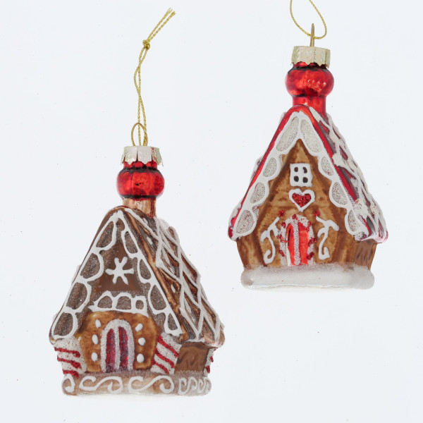 Weihnachtskugel KNUSPERHAUS in braun aus Glas