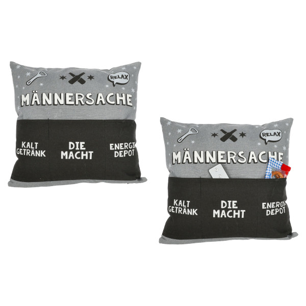 Kissen MÄNNERSACHE grau in grau aus Polyester