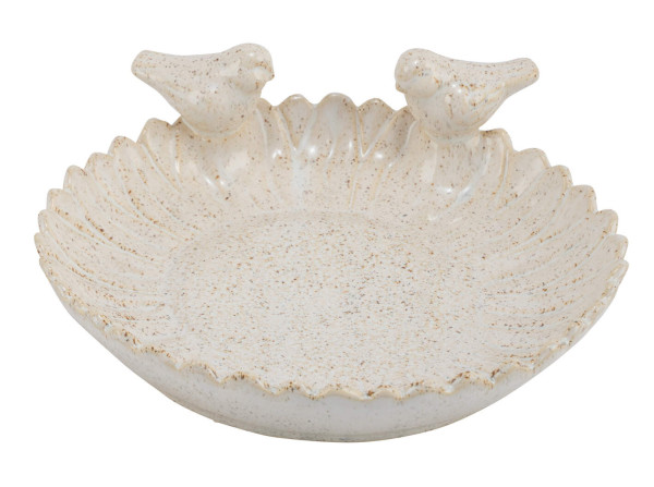 Vogeltränke in creme aus Keramik