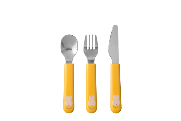 Kinder-Besteck-SET MIO in gelb aus Kunststoff