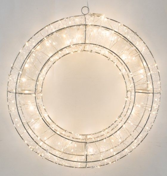 Drahtkranz LED in silberfarben aus Metall